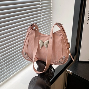 Sac à Épaule Tendance Papillon en Cuir PU Plissé pour Femmes Y2K Minimaliste Urbain Sac sous le Bras Crossbody Mode Sac Hobo