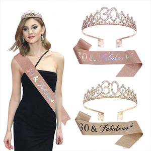 Ensemble écharpe 30 & Fabulous scintillante et diadème en strass pour fête de 30 ans
