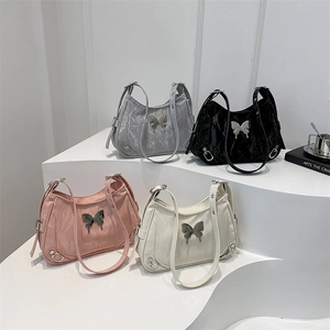 Sacs à bandoulière papillon chics en gris, noir, rose et blanc avec boucle métallique