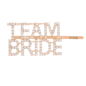 Golden Team Bride rhinestone letter hair clip for wedding parties and bridesmaids