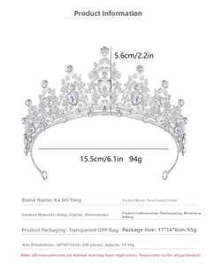 Détails du diadème de mariée en cristal de 5,6 cm de haut et 15,5 cm de large