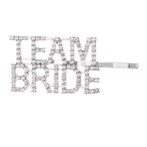 Team Bride Rhinestone Letter Hair Clip For Wedding Bridal Party Accessories Alloy Electroplated Metal Hair Accessory For Women
