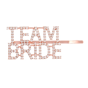 Rose gold Team Bride rhinestone hair clip for wedding bridal party accessories
