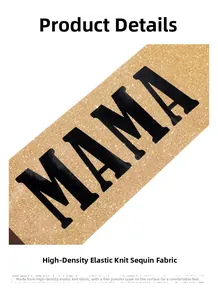 Close-up of golden glitter sash featuring bold black MAMA lettering for Mother's Day