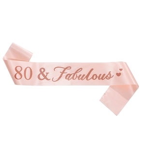 Elegant rose gold 80 & Fabulous satin sash for women's 80th birthday party celebration