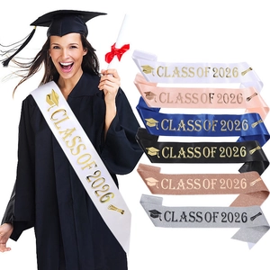 Class of 2026 graduation sash set in multiple colors with glitter and gold foil text