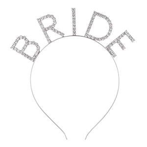 Silver Bride rhinestone headband for weddings and bachelorette parties with crystal letters