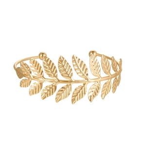 Leaf Arm Cuff Bracelet Metal Alloy Greek Laurel Wreath Style Open Adjustable Bangle For Women Wedding Bridal Party Jewelry