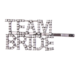 Silver Team Bride hair clip with white rhinestones for wedding bachelorette parties