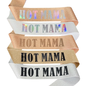 Mother's Day Party Sash Hot Mama Glitter Fabric Etiquette Belt Rose Gold Silver Party Decorations Gift For Mom