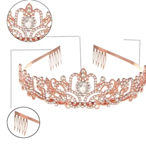 Rose gold Mom To Be crown with crystal rhinestones and integrated hair combs