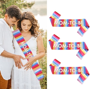 Rainbow Mom To Be Sash Glitter Ribbon Mother To Be Sash For Baby Shower Gender Reveal Party Decorations For Pregnant Women