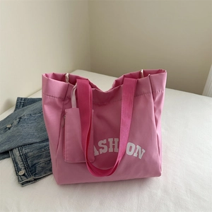 Women Oxford Cloth Fashion Letter Print Large Capacity Shoulder Bag With Small Pouch Casual Tote Bag Commute Shopping Handbag