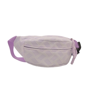 Light purple chest bag with geometric relief pattern and casual nylon strap for women
