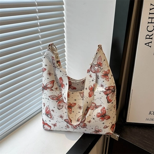 Women Butterfly Print Large Capacity Shoulder Bag Trendy PU Leather Underarm Tote Bag With Constellation Pattern For Leisure Travel
