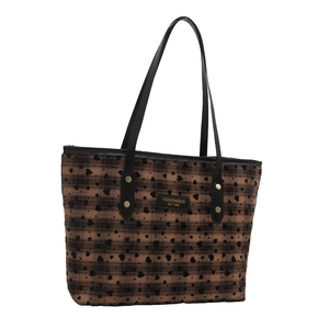 Grand sac cabas à carreaux avec motifs de cœurs et rivets dorés pour femme