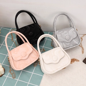 Minimalist square crossbody bags in four colors with marble texture and gold chain straps