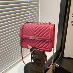 Women's V-Quilted PU Leather Shoulder Bag Elegant Chain Strap Crossbody Bag Small Square Bag For Daily Use Urban Fashion