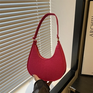 Borsa Hobo da Donna in Pelle Sintetica con Motivo a Coccodrillo Elegante Borsa a Mezzaluna Sotto Ascella a Tracolla Vintage Tinta Unita