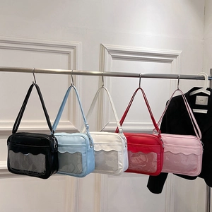 Γυναικεία Τσάντα Χιαστί Ita Bag Ιαπωνικού Στυλ από Δέρμα PU Διαφανές Παράθυρο Κυματιστή Άκρη Μεγάλης Χωρητικότητας Τσάντα DIY Οθόνης