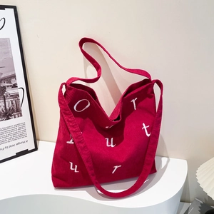 Sac Cabas en Toile Grande Capacité Avec Lettre Brodée Sac à Épaule Mode Minimaliste Décontracté Sac Bandoulière pour Femmes Quotidien