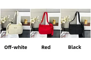 Drei lässige Umhängetaschen in Off-White, Rot und Schwarz mit Doppelreißverschluss