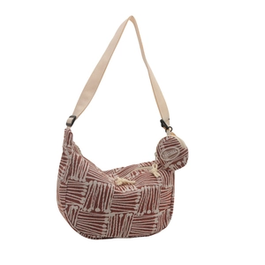 Large capacity geometric pattern tote bag with wide strap and matching coin purse