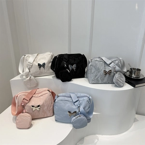 Multi-color casual nylon backpacks with butterfly charms and small coin purses