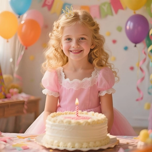Close-up of golden mini crown hair accessory for girls at a birthday party scene