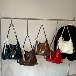 Retro PU leather tote bags set in five colors with embossed number 10 and lace bows
