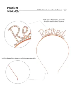 Close-up of rose gold Retired headband featuring high-shine rhinestones for party