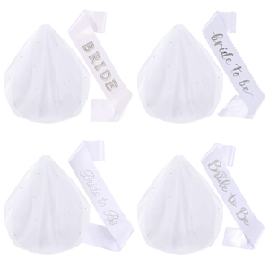 Bachelorette Party Bride To Be Sash White Tulle Veil With Rhinestone Wedding Bridal Shower Festive Party Accessories Set