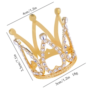 Mini gold crystal crown hair accessory with heart hollow design for girls cake decoration