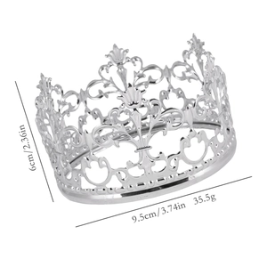 Couronne argentée vintage pour décoration de gâteau avec détails de dimensions