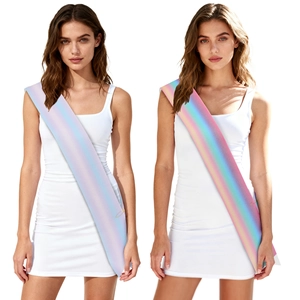 Blank Rainbow Gradient Glitter Sash For Birthday Party Graduation Ceremony Bachelorette Party DIY Decorative Costume Sash