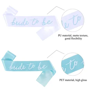 Bride to Be sash set in white PU and blue PET finish for bachelorette wedding parties