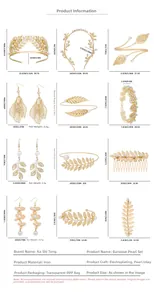 Tableau des tailles détaillé pour 12 accessoires de cheveux en perles dorées et bijoux