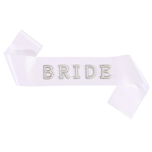 Elegant Satin Bride Sash Handcrafted Artificial Pearl Rhinestone Lettering For Bachelorette Party Wedding Bridal Shower Party Accessories