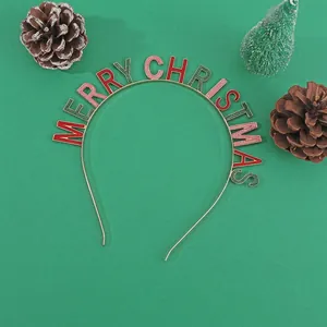 Serre-tête doré de Noël avec lettres Merry Christmas à paillettes et décorations de fête