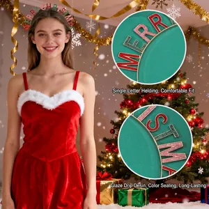 Serre-tête étincelant Merry Christmas avec paillettes dorées et strass en alliage