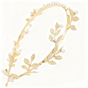 Serre-tête élégant à feuilles dorées avec perles et couronne florale style grec