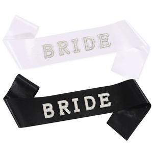 Elegante Banda de Novia con Letras de Perlas Artificiales y Diamantes Satén Despedida de Soltera Decoración de Boda Cinturón Ceremonial Mujer