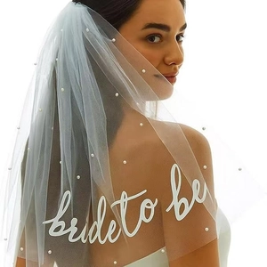 Elegant Artificial Pearl Bridal Veil Layered Tulle White Bride To Be Embroidery Veil For Bachelorette Party Wedding Hair Accessories