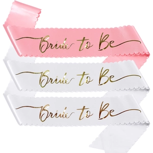 Gold Foil Bride To Be Sash Satin Scalloped Edge Bridal Shower Bachelorette Party Wedding Decoration Accessory With Pin