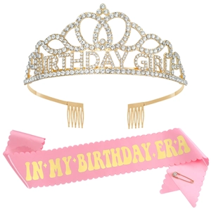 Diadème Birthday Girl Et Écharpe In My Birthday Era Avec Épingle En Strass Pour Fête D'Anniversaire Femme Accessoires
