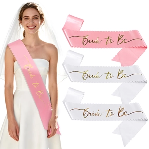 Banda Bride To Be de Satén Lámina Dorada Borde Festoneado Decoración Despedida de Soltera Accesorios para Boda Mujer