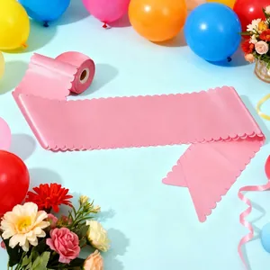 Pink satin sash with scalloped edges for DIY parties and ceremonial event decoration