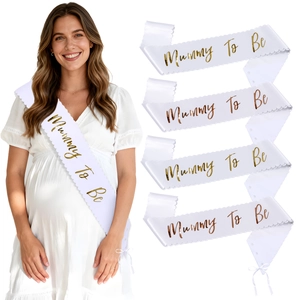 Elegant Satin Mummy To Be Sash With Scalloped Edge Gold Rose Gold Lettering For Baby Shower Pregnancy Celebration Party