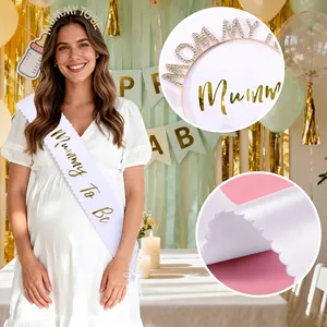 Mommy To Be headband and satin sash set with AAA rhinestones for baby shower party decor