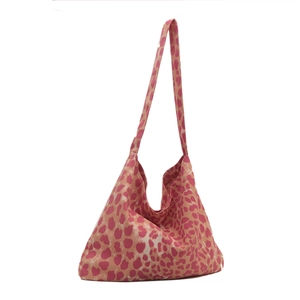 Sac fourre-tout en toile à imprimé léopard rose avec large bandoulière mode